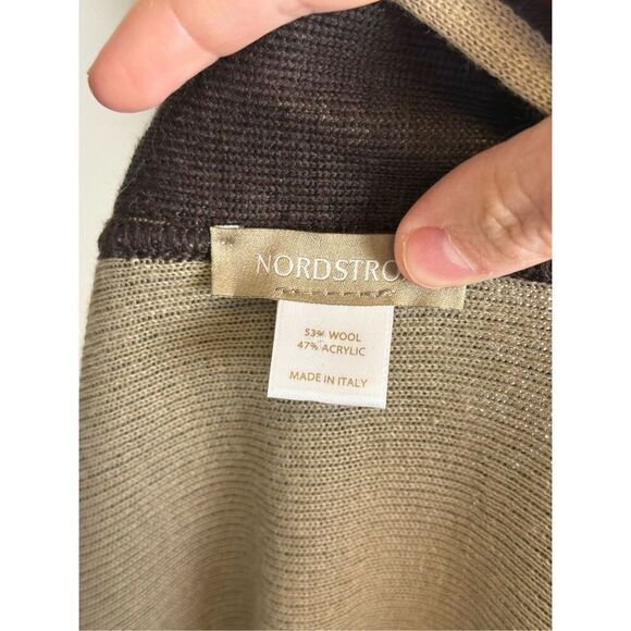 NEW Nordstrom Wool Blend Brown Cream Collared Cape Shall One Size - Picture 5 of 5